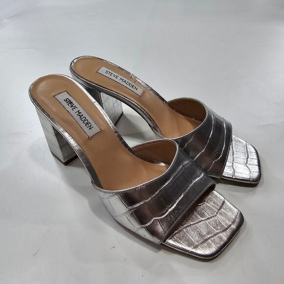 Steve Madden Alaya Sandal in Silver Croco Size 8 - Picture 2 of 11
